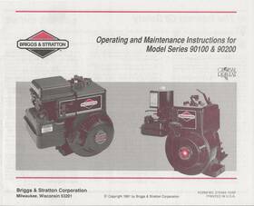 90200 Briggs & Stratton 90100 And Operating Maintenance Manual Models