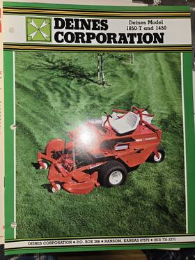 1850t Deines 1860t 1986 Corporation 1848t 1450 Mowers 1980s Original Brochure