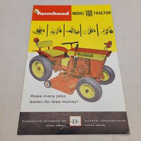 K161s Farmhand 100 Tractor Pamphlet Brochure Mower Rider 60s Daffin Kohler