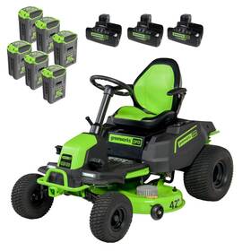 Greenworks 195526001324 60v 42 Inch Riding Lawn Mower With 6x 8ah Battery And 3x 10a Charger