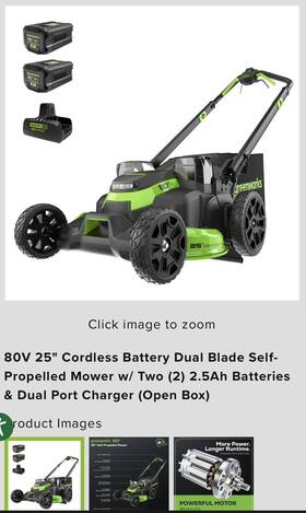 2531502 Greenworks Pro 60v 25 Inch Brushless Cordless Self-propelled 2 In 1 Mulch Lawn Mower