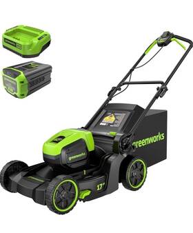 Greenworks 445038233250 60v 17 Inch Brushless Push Lawn Mower 4.0ah Battery And 3a Charger