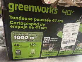 78617mbf Greenworks 40v 41cm Cordless Walk-behind Lawn Mower With Battery And Charger