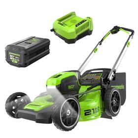 Mo80l512 Greenworks Lmb413 80v 21 Inch Lawn Mower With 5ah Battery And 4a Rapid Charger