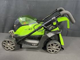 Lmg401 Greenworks 24v 13 Inch Brushless Cordless Push Lawn Mower And Charger Only Used
