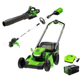 Mtb60l410 Greenworks 80v 21 Inch Self-propelled Mower Blower Trimmer Combo Kit With 4ah Battery