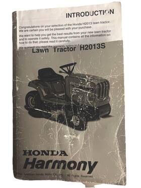H2013s Honda Harmony Lawn Tractor Owners Manual