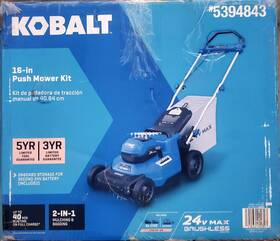 5394843 Kobalt 24-volt 16-in Cordless Push Lawn Mower Battery And Charger Not Included