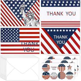 Db2194cr Powersmart 32 Pack Patriotic Thank You Cards With Envelopes Stickers American Fl