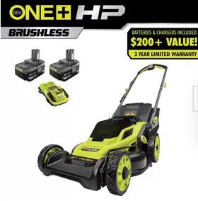 Ryobi-lawnmower-16ftft18v Ryobi 1005788778 Battery Push Mower With 2 4ah Batteries And 1 Charger