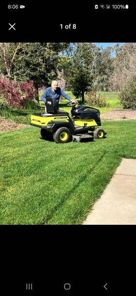 T46li Ryobi 80v Hp Brushless 46 Inch Battery Plug-in Riding Lawn Tractor Only 2 Hrs