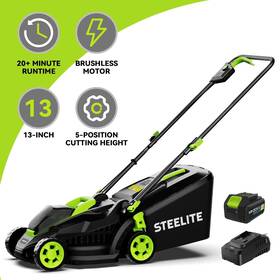 Dg500 Steelite 13in 21v Electric Cordless Lawn Mower With 4.0ah Battery Used