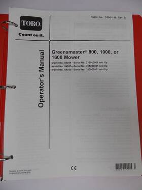 04054 Toro 2015 Greensmaster 800 1000 1600 Operator Parts And Service Manuals 350 Pages