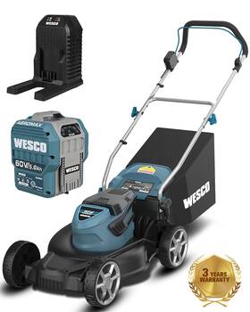 Ws8706u Wesco 60v 22 Inch Cordless Lawn Mower - Blue Scratch And Dent