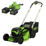 Greenworks 60V 21" Self-propelled Lawn Mower (two Battery Port) W/ 2X4AH. Fixed Price $643.99.