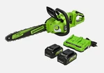 Greenworks 48V (2X24V) 14 Inch Chainsaw With (2) 4AH Battery & Dual Slot Charger. Fixed Price $169.00.