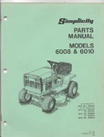 Simplicity Lawn Mower Tractor Models 6008 6010 Hp 36" 42" Parts Manual. Fixed Price $19.95.