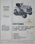 Sears Craftsman Lt 12 H.p 6-SP 38" Lawn Tractor 917.254551 Owner & Parts Manual. Fixed Price $112.99.