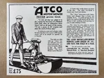 1921 Atco Motor Lawn Mower Vintage Print Ad. Fixed Price $9.99.