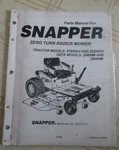 Snapper Z1805KV Z2205KV Zero Turn Riding Mower Parts Manual. Fixed Price $14.90.