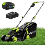 Steelite 13IN Electric Cordless Lawn Mower With Brushless Motor & 20V Battery. Fixed Price $189.99.