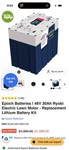 Epoch 48V 30AH Ryobi Electric Lawn Motor Lithium Battery Set 4000 Cycle. Fixed Price $699.00.