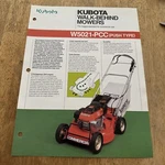 Vintage Kubota Walk Behind Mowers W5021-PCC 1990 Sales Brochure Spec Sheet. Fixed Price $7.88.