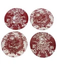 Lot Of 4 Lacquerware Red Toile 13" Charger Plates Country Life Melamine. Fixed Price $58.63.