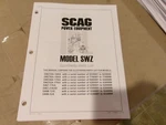 Scag Power Equipment Illustrated Parts List Models SWZ36A-15KA, SWZ48A-17KA. Fixed Price $29.99.