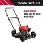 Powersmart 18" Gas Push Lawn Mower, 144CC, 2-IN-1 Mulching & Side Discharge, New. Fixed Price $219.99.