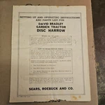 David Bradley Garden Tractor Disc Harrow Set Up & Instructions Manual 917-57536. Fixed Price $30.00.