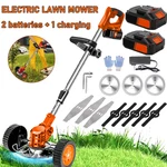 Cordless Lawn Walk-behind Push Electric MOWER+2X Batteries. Fixed Price $44.98.