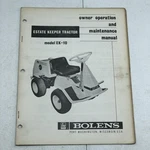 Bolens Estate Keeper Tractor Model EK-10 Operators Manual. Fixed Price $21.99.