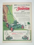Vintage 1950S Sunbeam Twin Blade Electric Lawn Mower Advertisement Print. Fixed Price $7.68.