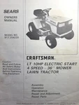 Sears Craftsman Lt 10 H.p 4-SP 36" Lawn Tractor 917.254220 Owner & Parts Manual. Fixed Price $98.96.