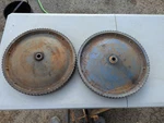 Vintage Jari Walk Behind Sickle Bar Mower Wheels Damaged. Fixed Price $19.99.