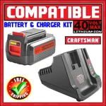 Craftsman 40V Volt Max Li-ion Compatible 3.0 Ah Battery & Charger Kit CMCB98027. Fixed Price $124.99.