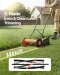 Vevor Push Reel Lawn Mower 14 Inch, 5 Blades Manual No Motor, 0.6-1.7. Fixed Price $107.90.