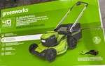 Greenworks 40V 21" Self-propelled Lawn Mower Dual Battery Port 5AH Usb. Fixed Price $549.00.