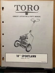 Vtg Toro Owner Manual Parts List 18" Sportlawn Mower 10011 1958. Fixed Price $9.98.