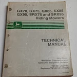 John Deere GX70/75/85 SX85 GX95 SRX75/95 Riding Mowers Tech Manual TM1491. Fixed Price $49.95.