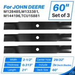 For John Deere Mower Blades 60" Cut #M128485 #TCU15881 737 757 777 Z930M Z925M. Fixed Price $48.10.