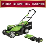 Greenworks 48V 17" Cordless Lawn Mower (2X 4.0AH Batteries & Dual Charger). Fixed Price $208.99.