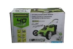 Greenworks 40 Volt Electric Twin Force Lawn Mower New Box Unused 25302. Fixed Price $481.00.