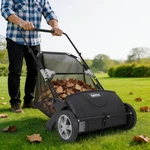 21INCH Manual Push Lawn Sweeper Debris Collector Adjustable Height Fold Flat. Fixed Price $85.99.