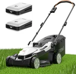 40V Cordless 16" Electric Lawn Mower + 2 Batteries & Height Settings. Fixed Price $287.99.