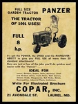Copar Panzer Garden Tractor Metal Sign - 24" 30" Usa Steel Xl Size 7 Lbs. Fixed Price $144.88.