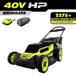 Ryobi Walk Behind Push Mower 20" 40V Brushless Cordless W/ Battery + Charger. Fixed Price $284.99.