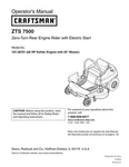 Owner Manual Sears Craftsman Zts 7500 Zero-turn Riding Mower Model 107.28791. Fixed Price $21.95.