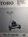 Toro Sportlawn Reel 20" Walk-behind Mower Parts Catalog Manual 10118 10128. Fixed Price $36.54.